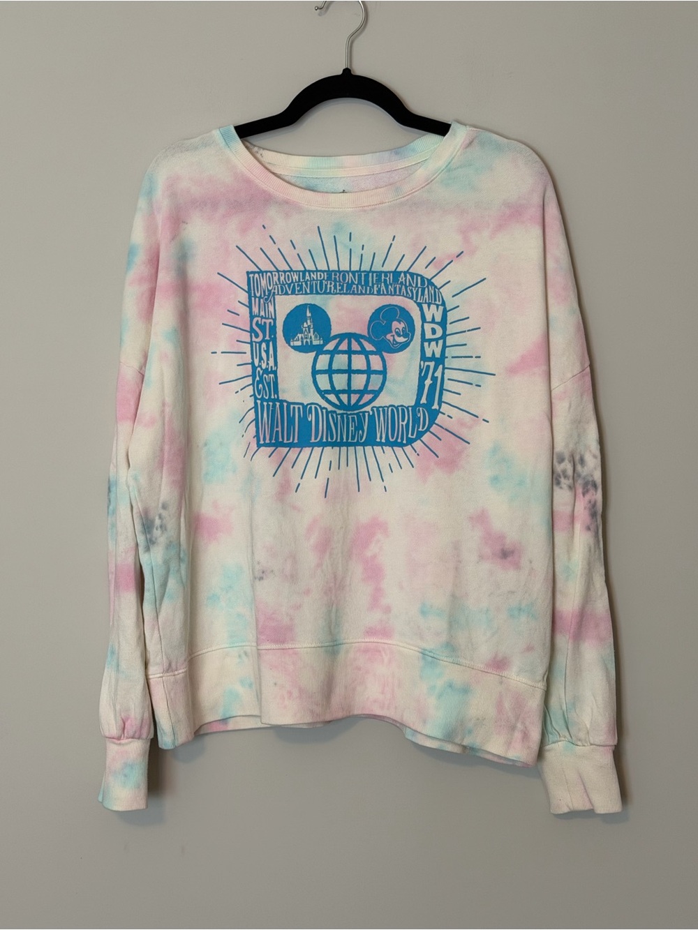 Disney Parks Walt Disney World Pastel Tie Dye Crewneck Sweatshirt Size XL